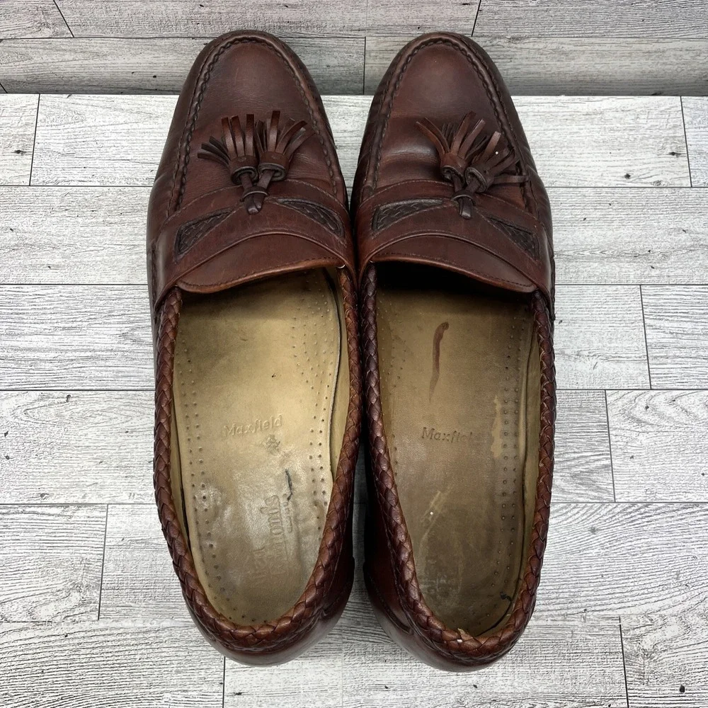 Allen Edmonds Maxfield Brown Leather Tassel Slip On Loafer Shoes Men Size‎ 11B